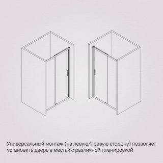 Душевая дверь Am.Pm Gem W90G-140-1-195BM 140 см цвет профиля чёрный матовый стекло матовое